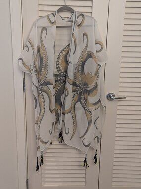 JC Sunny Octopus Kimono with Tassels, OS